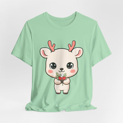 Kawaii Reindeer Christmas T-Shirt for Holiday Cheer