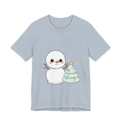 Kawaii Snowman Christmas T-Shirt for Festive Outfits