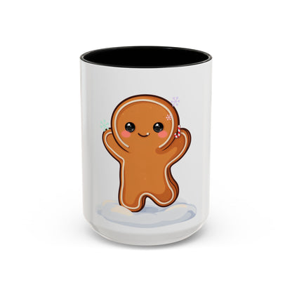 Kawaii Gingerbread Man Accent Coffee Mug for Winter Cheer