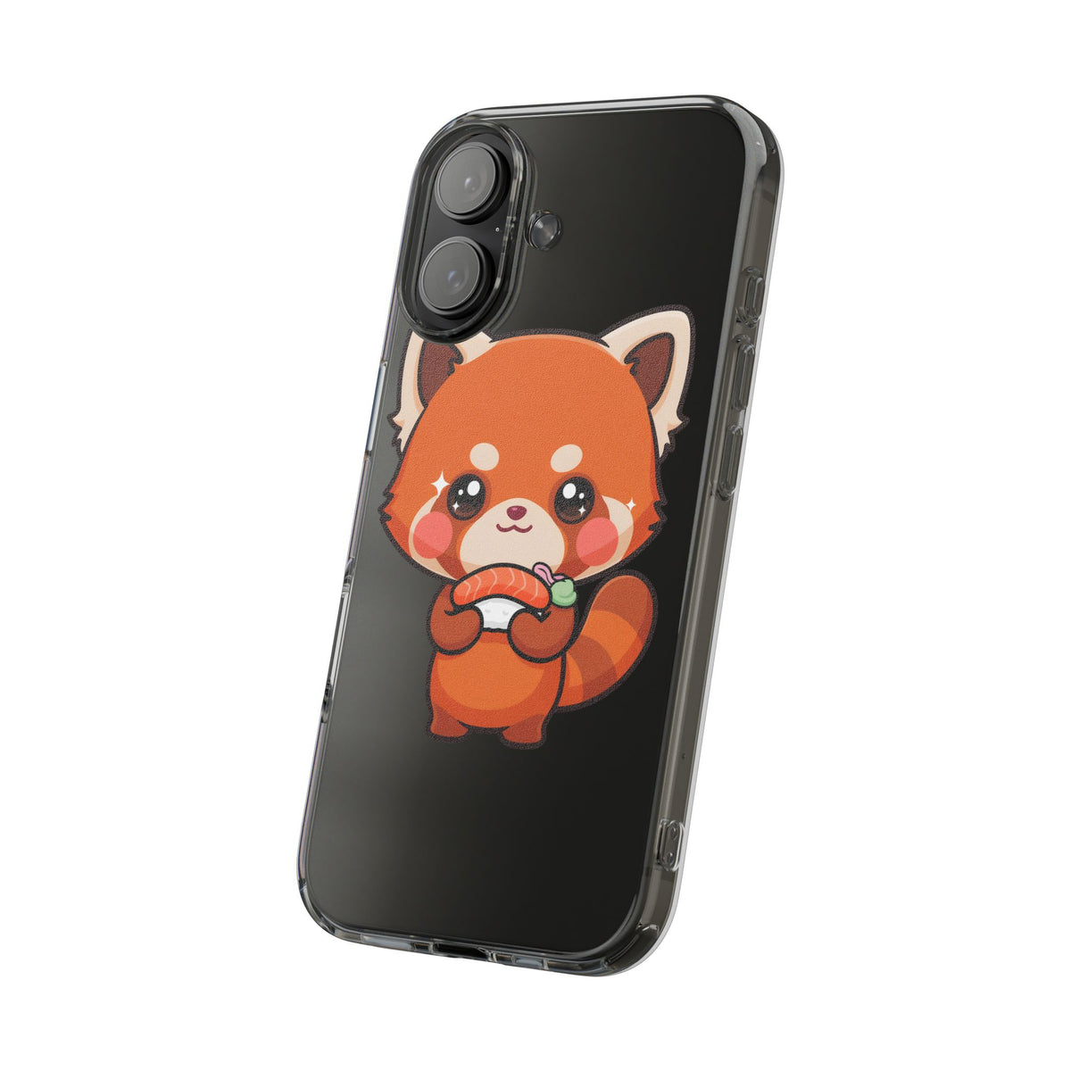 Red Panda Sushi Phone Case, Cute Kawaii Clear Case