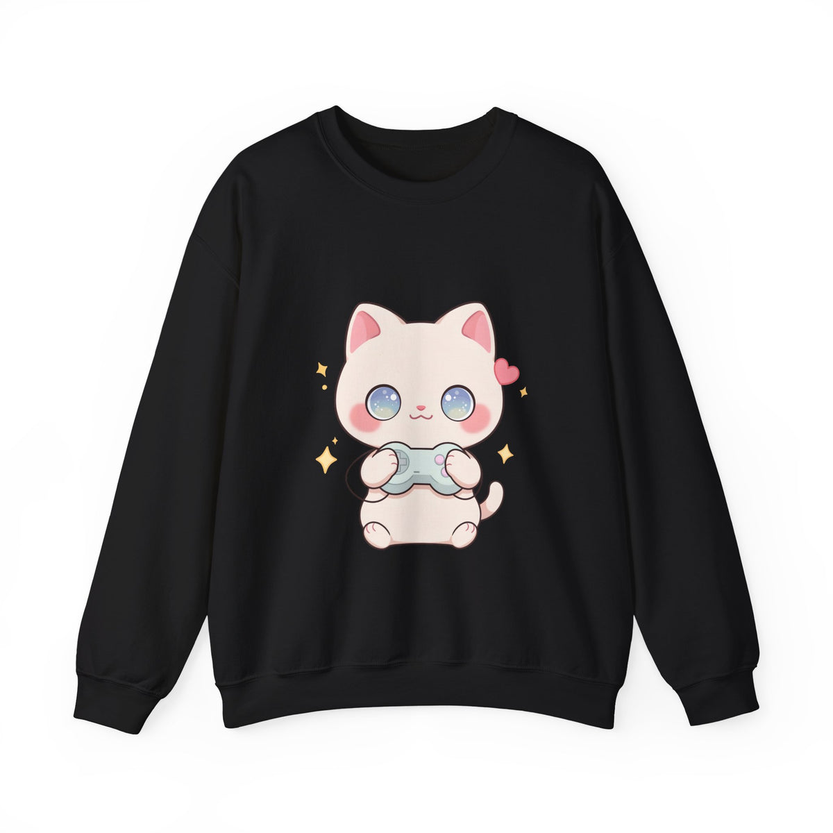 Kawaii Gamer Cat Sweatshirt for Cozy Gaming Nights