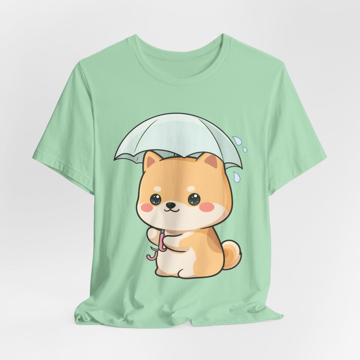 Kawaii Shiba Inu Umbrella T-Shirt for Rainy Day Fans