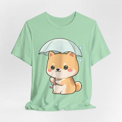 Kawaii Shiba Inu Umbrella T-Shirt for Rainy Day Fans