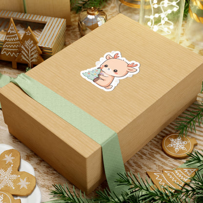 Kawaii Christmas Reindeer Kiss-Cut Sticker