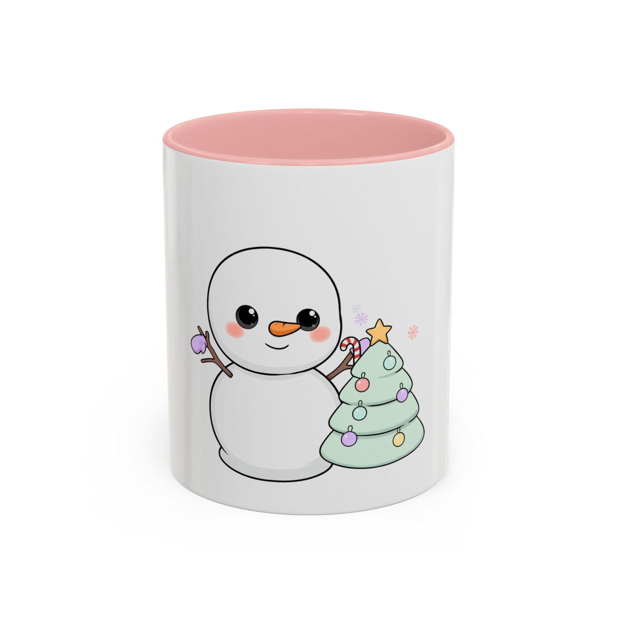 Kawaii Snowman Christmas Mug, Accent Coffee Mug