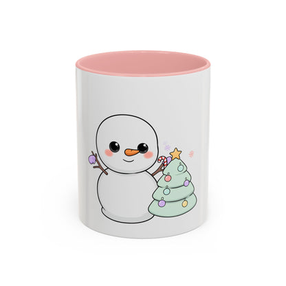 Kawaii Snowman Christmas Mug, Accent Coffee Mug
