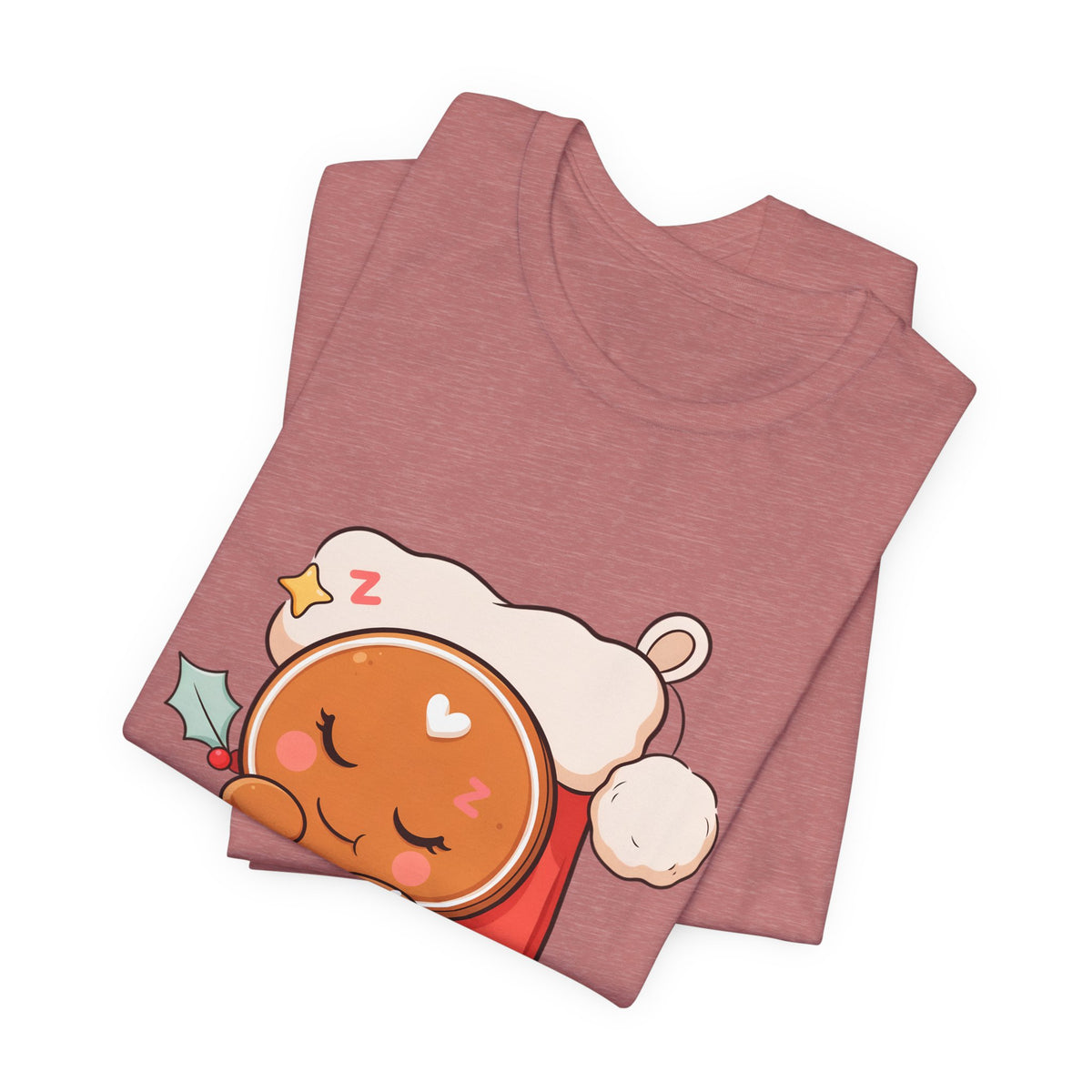 Sleeping Gingerbread Man Christmas T-Shirt, Kawaii Holiday Tee