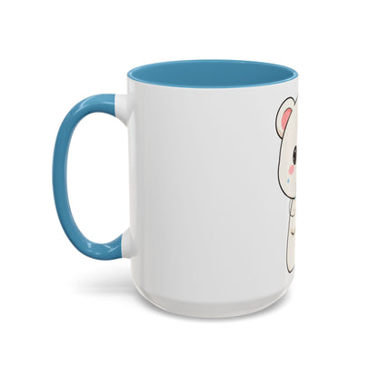 Kawaii Polar Bear Christmas Mug with Mistletoe