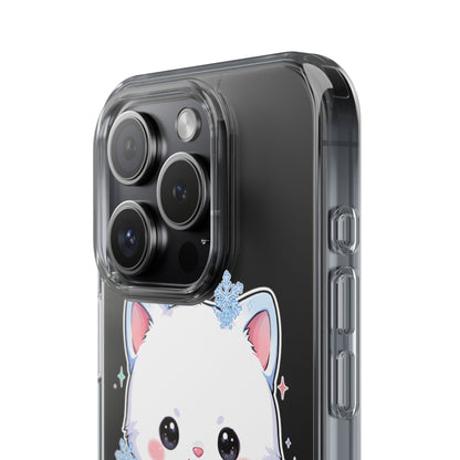 Kawaii Arctic Fox Phone Case, Cute Snowflake Clear Case