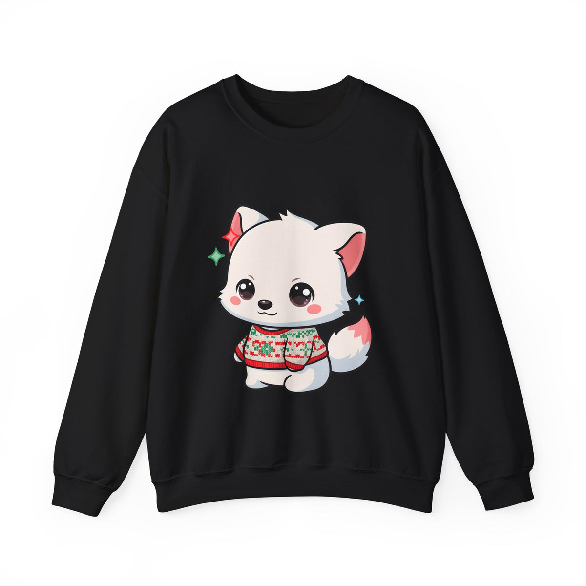 Kawaii Christmas Fox Sweatshirt, Cute Holiday Crewneck