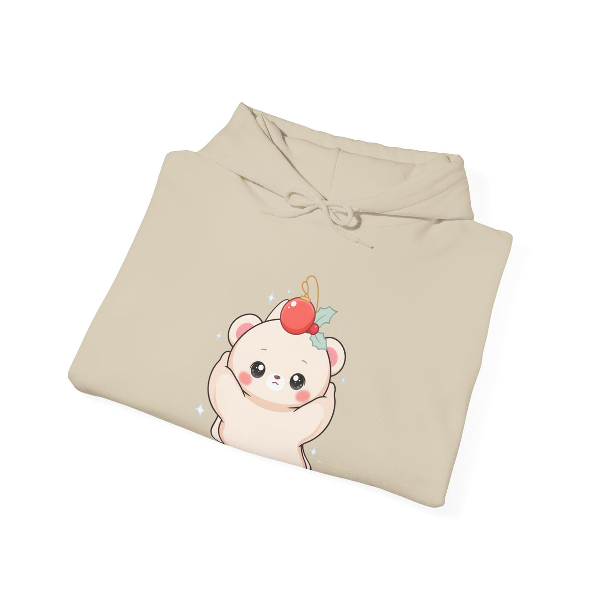 Christmas Polar Bear Hoodie, Cute Kawaii Holiday Sweatshirt