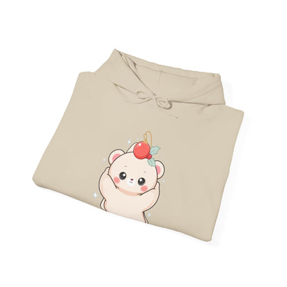 Christmas Polar Bear Hoodie, Cute Kawaii Holiday Sweatshirt