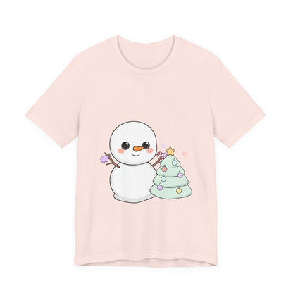 Kawaii Snowman Christmas T-Shirt for Festive Outfits