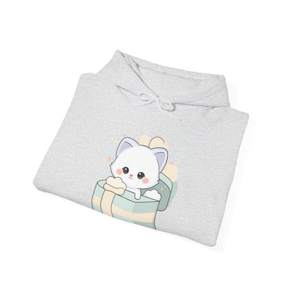 Kawaii Arctic Fox Hoodie, Cute Gift Box Sweatshirt