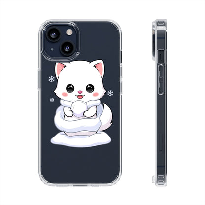 Kawaii Arctic Fox Phone Case, Cute Snow Day Gift