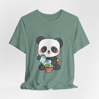 Kawaii Panda T-Shirt, Cute Plant Lover Gift