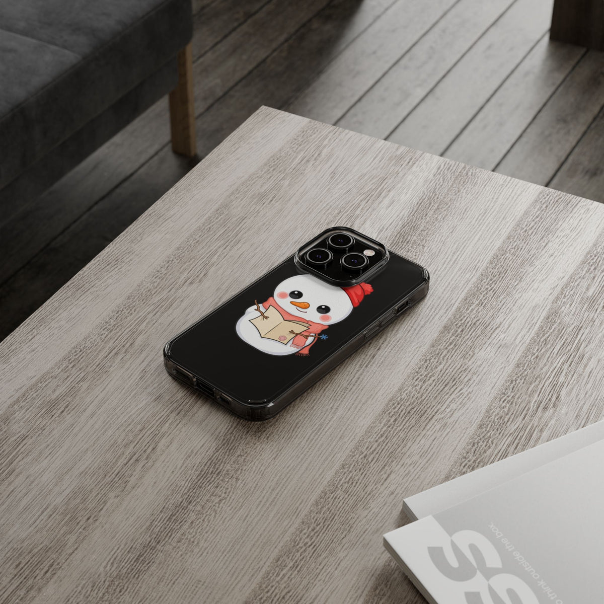 Kawaii Snowman Phone Case Reading to Santa