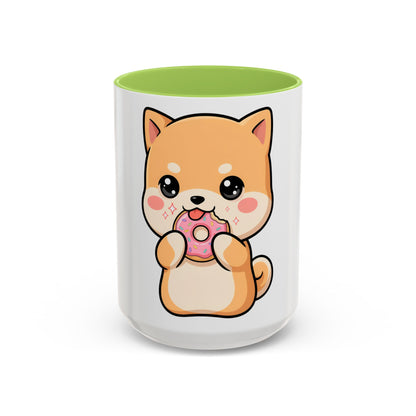 Shiba Inu Donut Mug, Kawaii Accent Coffee Mug