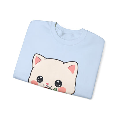 Kawaii Cat Strawberry Sweatshirt, Cute Chibi Crewneck