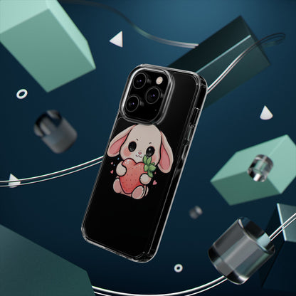 Kawaii Bunny Strawberry Phone Case, Clear Impact-Resistant