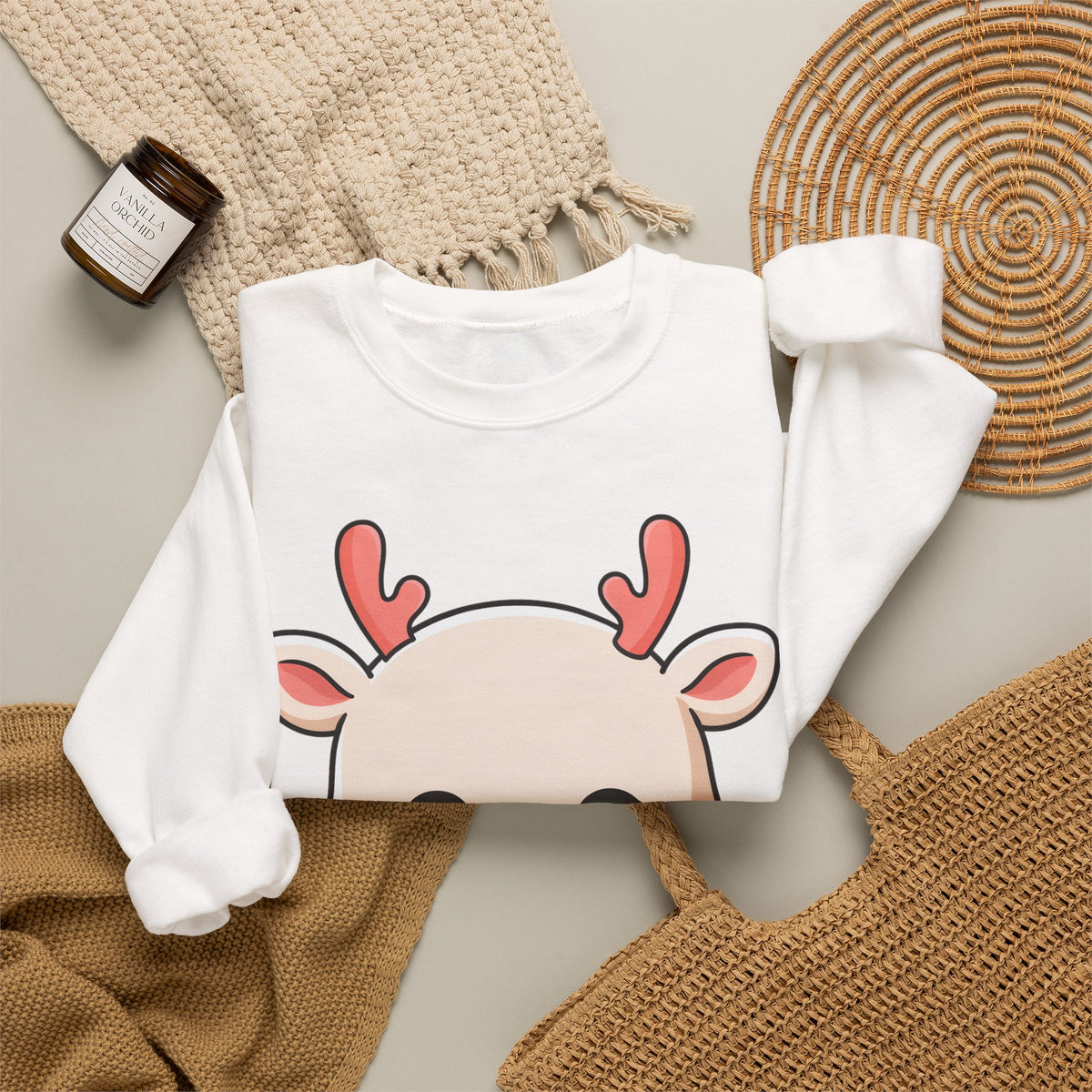 Kawaii Christmas Reindeer Sweatshirt for Holiday Fans