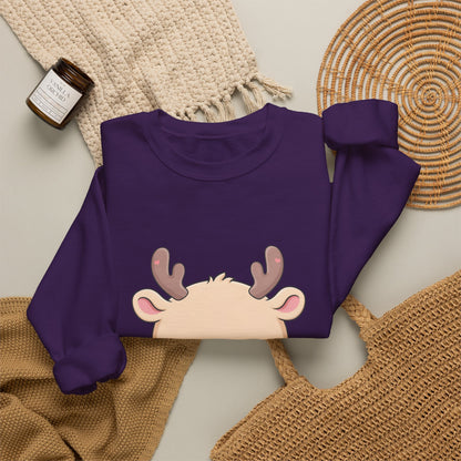 Kawaii Reindeer Sweatshirt, Cute Hot Cocoa Holiday Crewneck