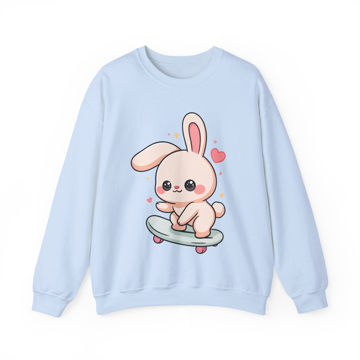 Kawaii Bunny Skateboard Sweatshirt, Cute Chibi Rabbit