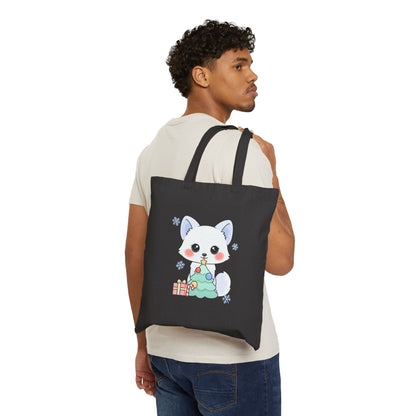 Christmas Fox Tote Bag for Holiday Gift Shopping