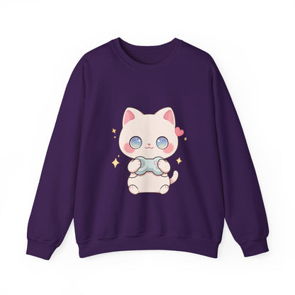 Kawaii Gamer Cat Sweatshirt for Cozy Gaming Nights