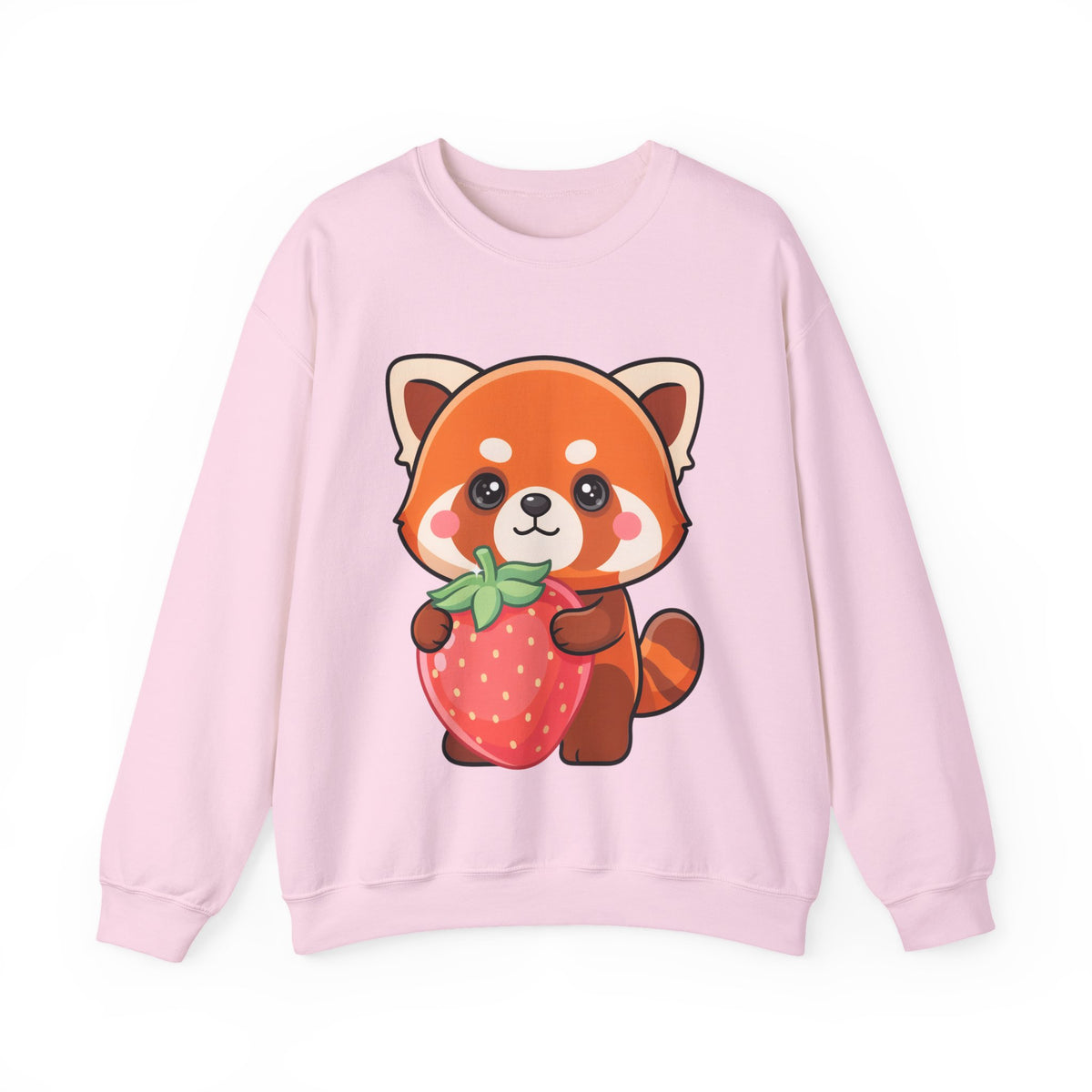 Kawaii Red Panda Sweatshirt, Cute Strawberry Hug Crewneck