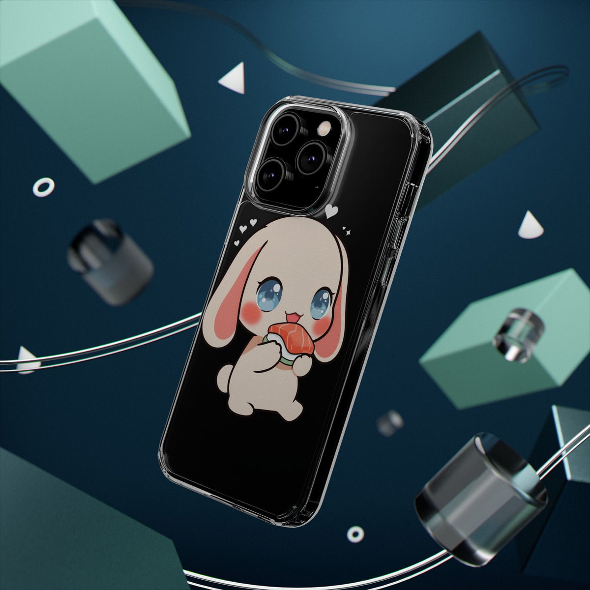 Kawaii Bunny Sushi Phone Case, Clear Impact-Resistant