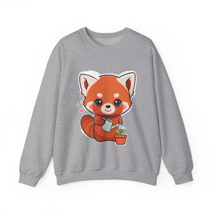 Kawaii Red Panda Sweatshirt, Cute Plant Lover Crewneck