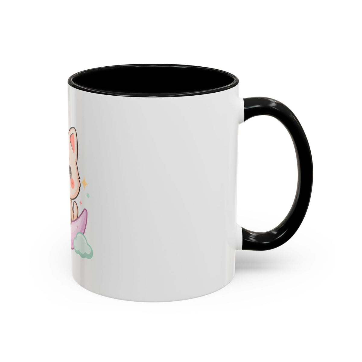Kawaii Cat Moon Accent Coffee Mug, Cute Cat Lover Gift