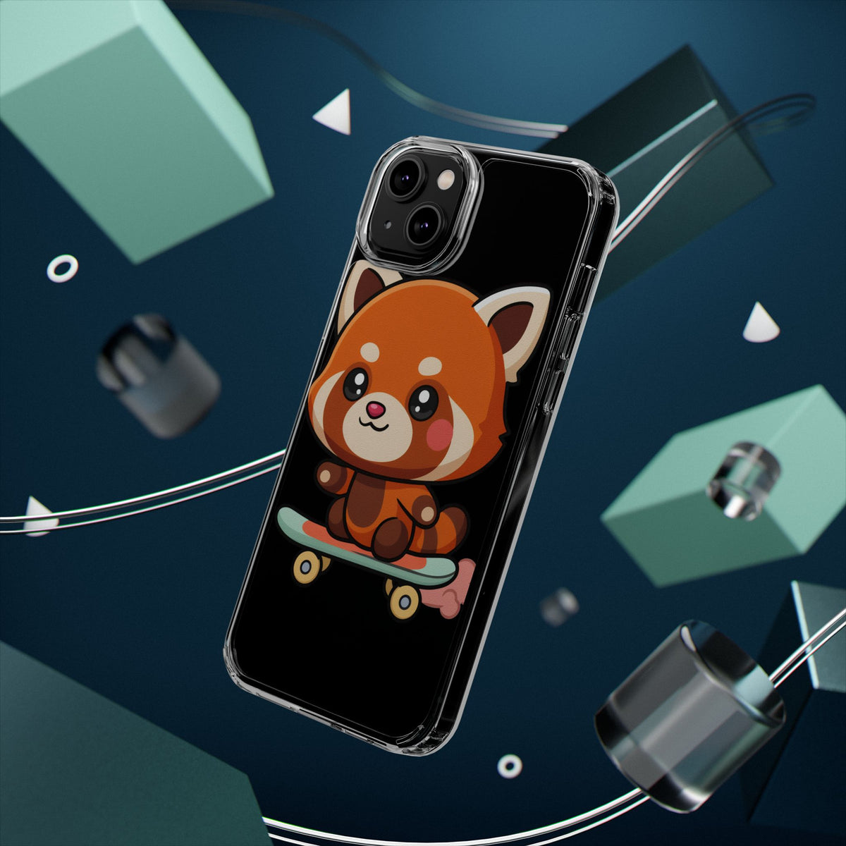 Red Panda Skateboard Phone Case, Cute Kawaii Style