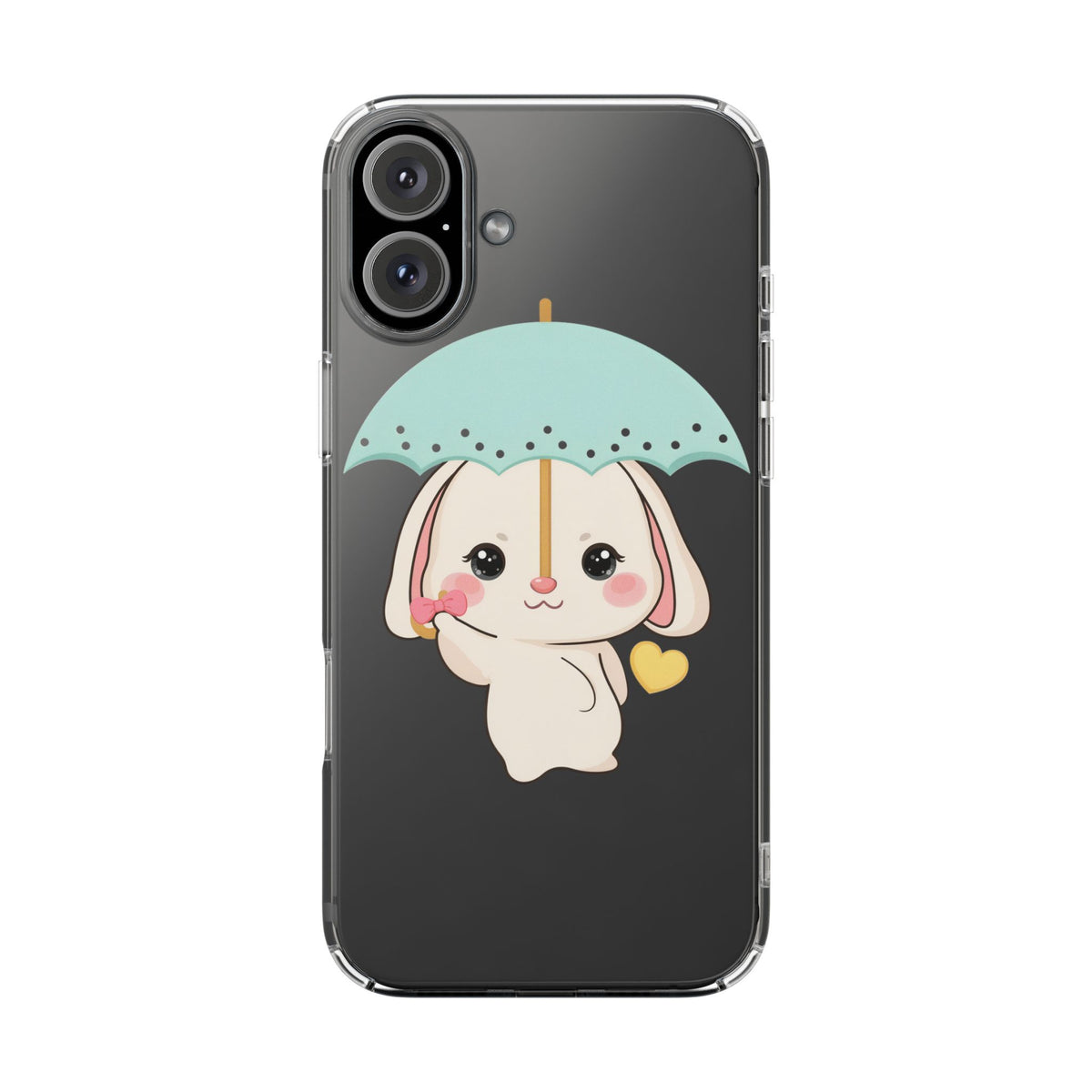 Kawaii Bunny Phone Case with Umbrella | Cute Clear Case
