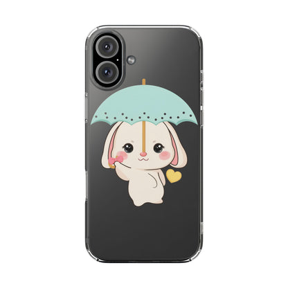 Kawaii Bunny Phone Case with Umbrella | Cute Clear Case