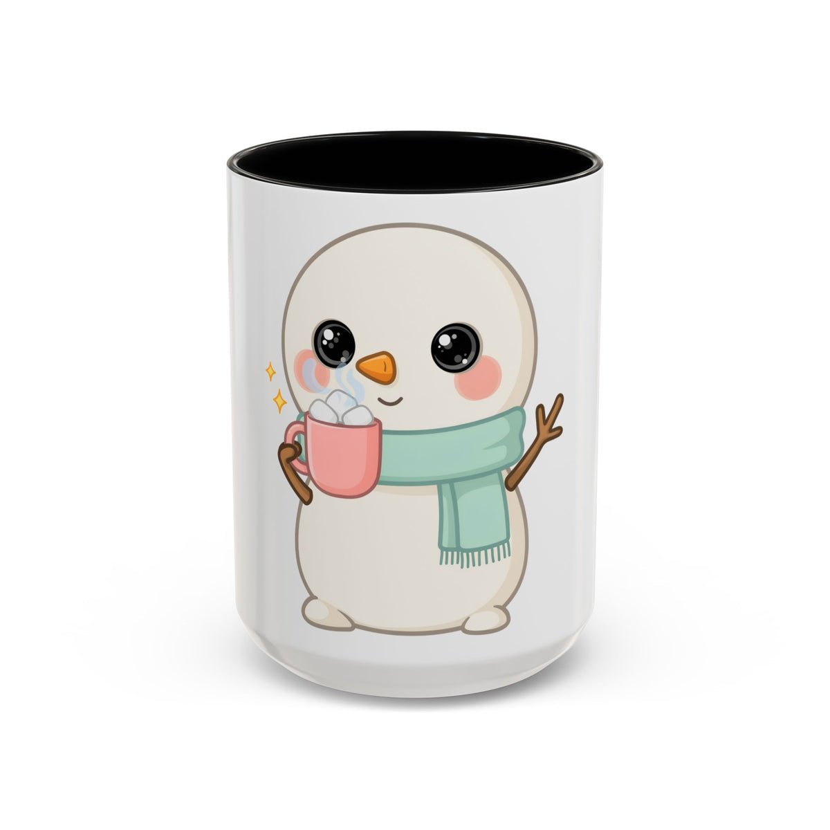 Kawaii Snowman Accent Coffee Mug for Cozy Cocoa Fans