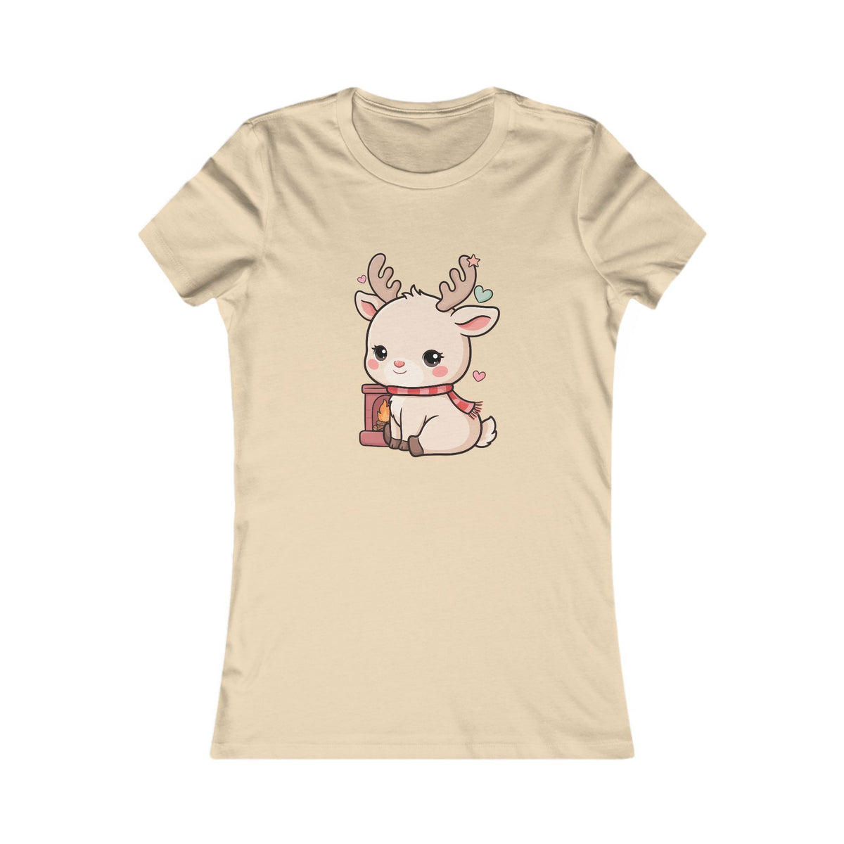 Kawaii Reindeer Women's Tee for Cozy Holiday Fans