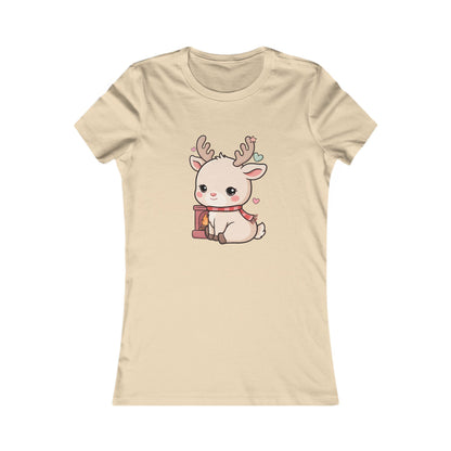 Kawaii Reindeer Women's Tee for Cozy Holiday Fans
