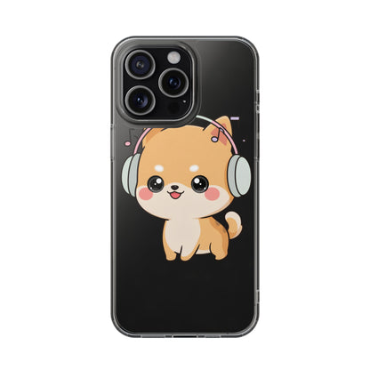 Kawaii Shiba Inu Phone Case – Music Lover Clear Case