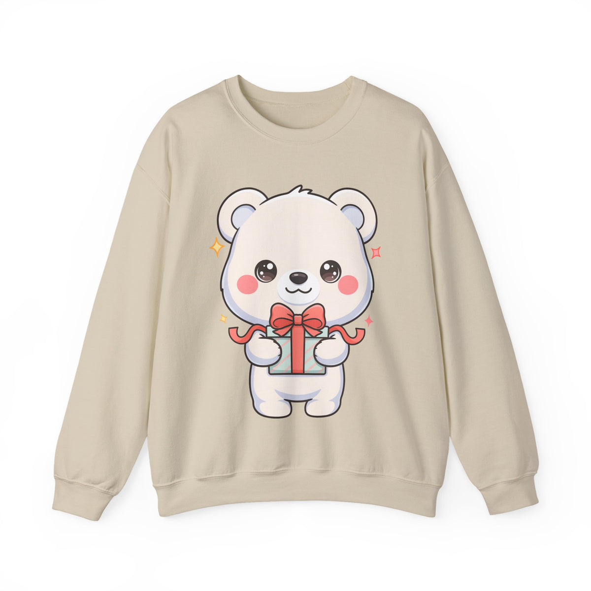Kawaii Polar Bear Sweatshirt, Cute Gift-Giving Cub