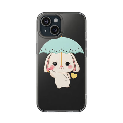 Kawaii Bunny Phone Case with Umbrella | Cute Clear Case