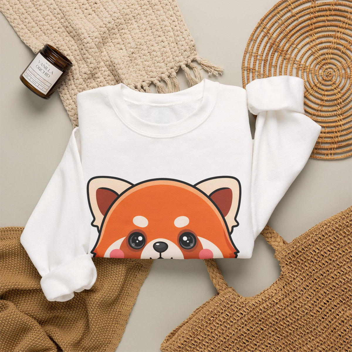 Kawaii Red Panda Sweatshirt, Cute Strawberry Hug Crewneck