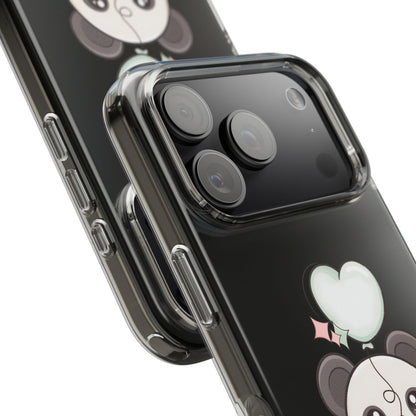Kawaii Panda Clear Phone Case with Balloon