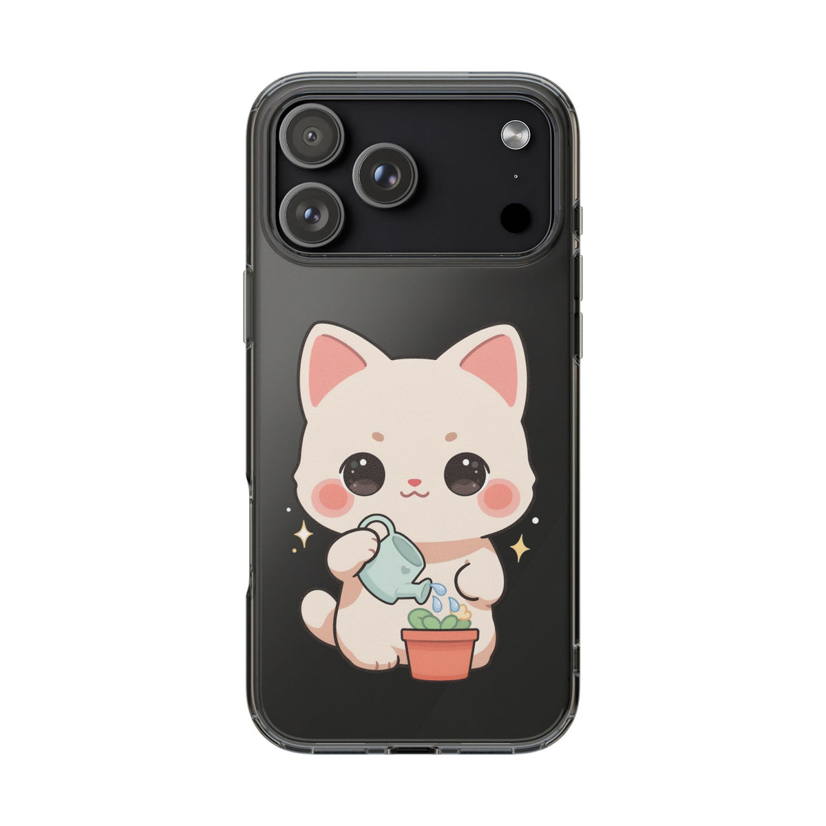 Kawaii Cat Phone Case, Cute Plant Lover Gift