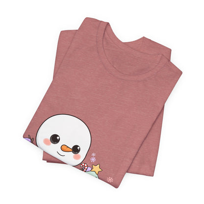 Kawaii Snowman Christmas T-Shirt for Festive Outfits