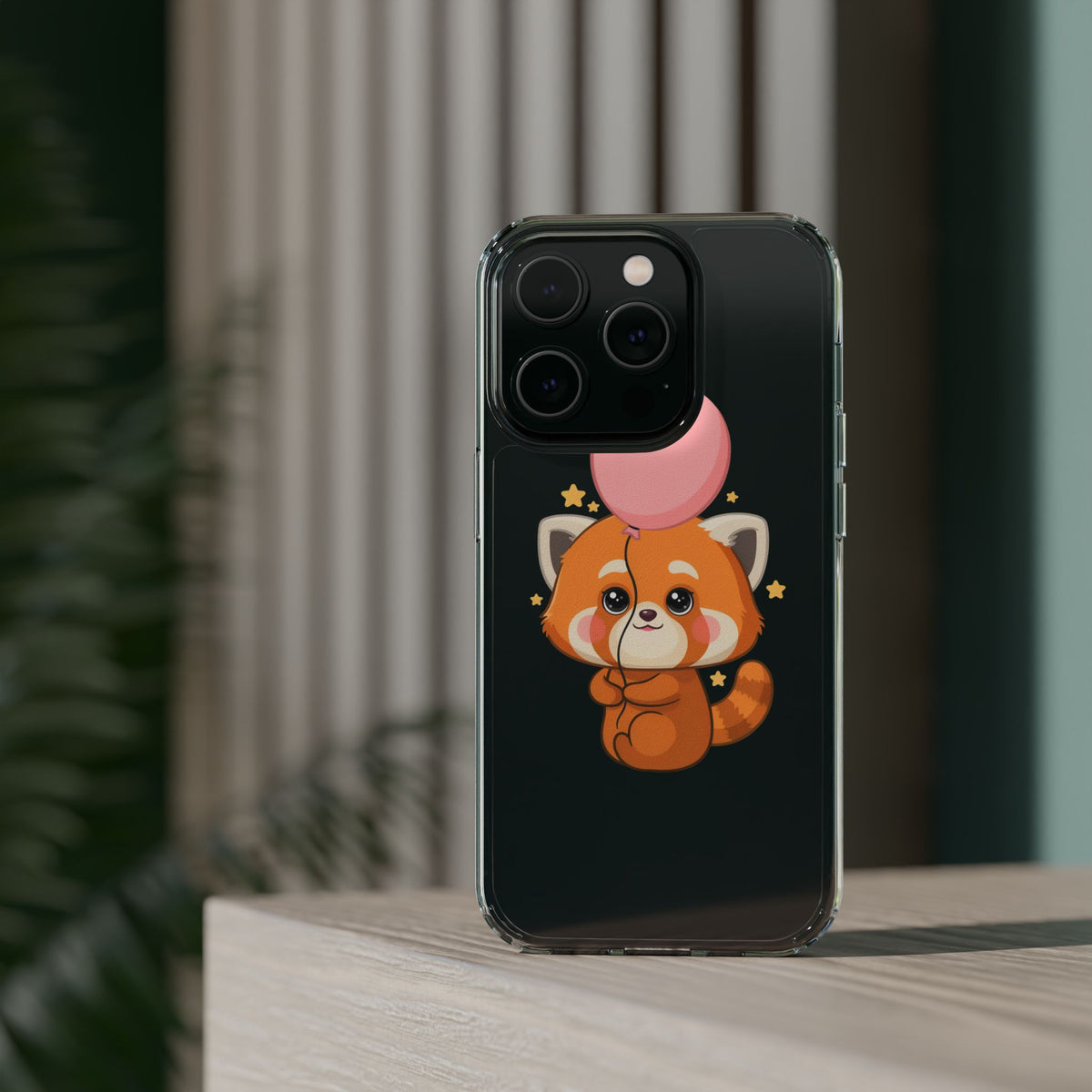 Kawaii Red Panda Clear Impact-Resistant Case with Balloon