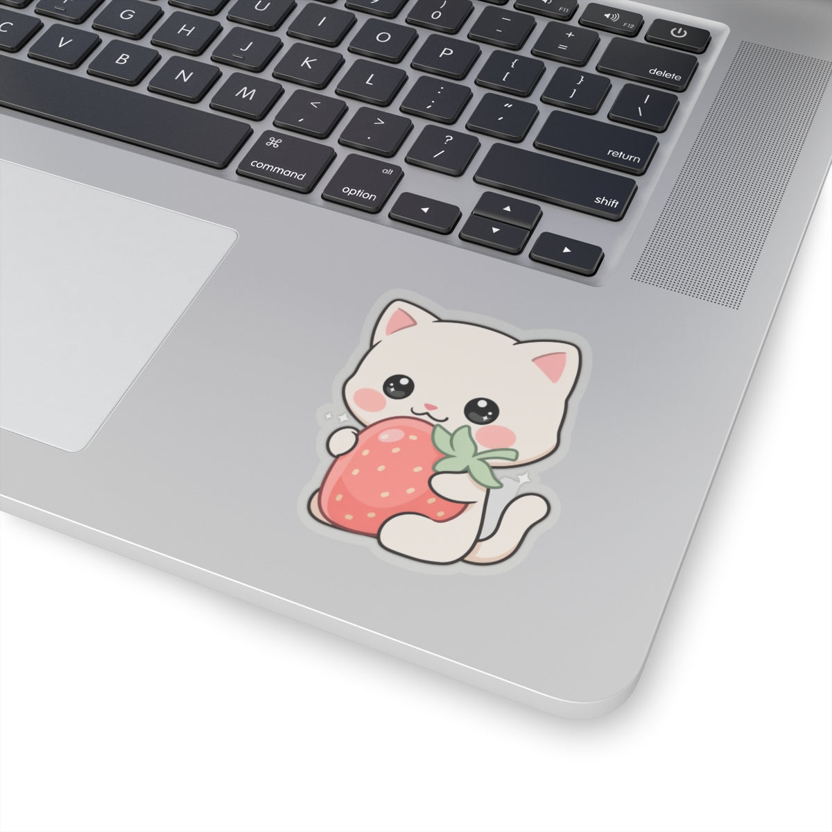 Kawaii Cat Strawberry Kiss-Cut Sticker for Cat Lovers