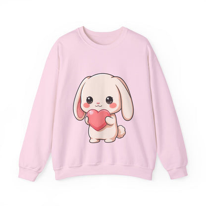 Kawaii Bunny Sweatshirt, Cute Heart Hug Crewneck