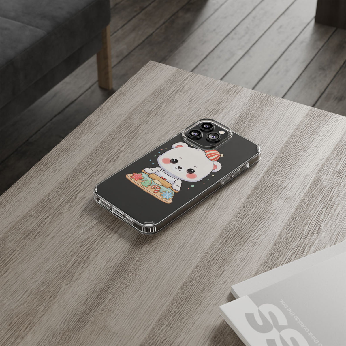 Christmas Bear Cookie Baking Clear Phone Case